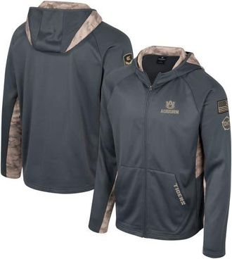 Colosseum Mens Colosseum Charcoal Auburn Tigers OHT Military Appreciation Camo Raglan Full-Zip Hoodie at Nordstrom, Size Medium