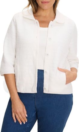 Nic+Zoe Elbow Sleeve Textured Knit Jacket in Paper White at Nordstrom, Size 3 X