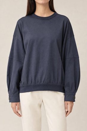 Brunello Cucinelli WomenS Dark Blue Cotton Sweatshirt, Size XXS