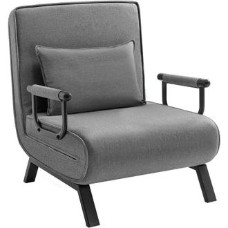 Woltu Poltrona Relax Reclinabile Convertibile 3 in 1 Reclinabile Manuale in 5 Posizioni, Grigio Scuro