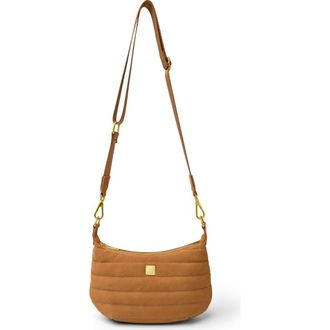 Think Royln Quilted Mini Moon Crossbody Bag in Terracotta Suede at Nordstrom
