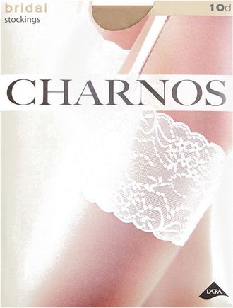 Charnos Womens 1PP 10 Denier Bridal Lace Stockings Matt Fein Plain 10 DEN Hold - up Stockings, Beige (Champagne/Ivory), Large (Manufacturer Size: Large)