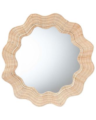 Baxton Studio Hasana Coastal Scalloped Rattan Round Accent Wall Mirror