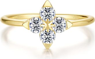Lafonn Trillium Superbloom Simulated Diamond Flower Ring in Gold at Nordstrom, Size 7