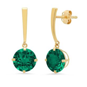 MAX + STONE 14k Yellow Gold Solitaire Round-Cut Gemstone Drop Earrings (8mm)