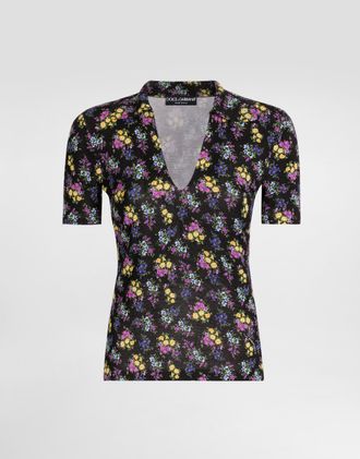 Dolce & Gabbana Small Floral-print Silk Pullover - Woman T-shirts And Sweatshirts Multicolor 38