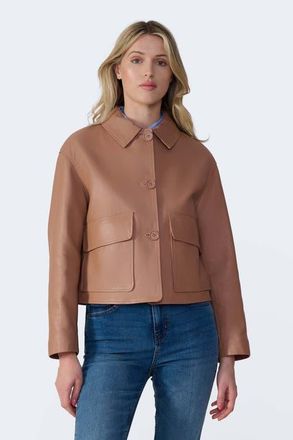 FURNIQ Ella Leather Jacket in Mocha Brown at Nordstrom, Size Xx-Large