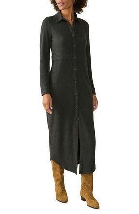 Faherty Legend Long Sleeve Shirtdress in Heathered Black Twill at Nordstrom Rack, Size X-Large
