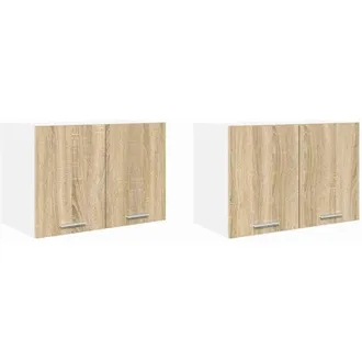 vidaXL vidaXL Armadio pensile 2 pcs Quercia Sonoma e Bianca 60 x 31 x 40 cm