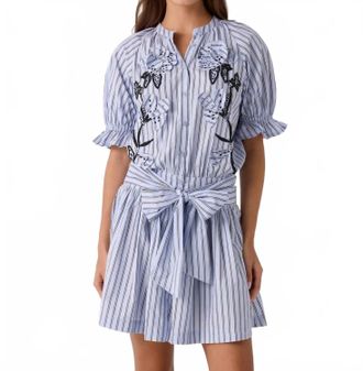 Essentiel Jindonesia 3D Flower Shirt Dress In Combo Electric Cyan