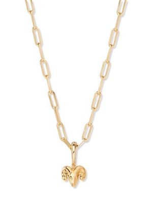 Brook & York Aries Zodiac Charm Paperclip Necklace in Gold/aries at Nordstrom