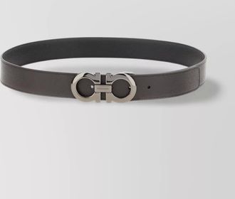Ferragamo adjustable reversible leather belt with metal buckle