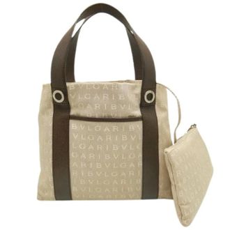 Bulgari Pre-owned Handbags, female, Beige, Size: ONE SIZE Pre-owned Logomania Tote