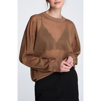 Kenneth Cole Sheer Crewneck Sweatshirt in Mesquite at Nordstrom, Size X-Small
