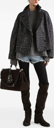 Dolce & Gabbana Womens Black/white Houndstooth Jacket Wool - Size EU 38 (Womens)