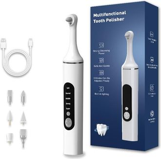 OEM Pulidor Dental - Aparato Blanqueador Dental, Eliminador De Sarro El&eacute;ctrico, Kit De Pulido De Dientes Con Luz Led, 5 Modos De Velocidad Con 6 Cabezales