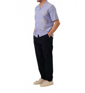 Universal Works Road Trip Shirt In Blue Oxford