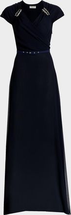 La Petite Robe Di Chiara Boni Slavka Belted Georgette Gown