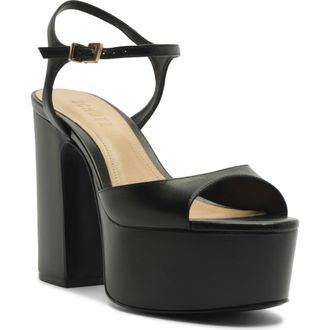 Schutz Lys Ankle Strap Platform Sandal in Black at Nordstrom, Size 10.5
