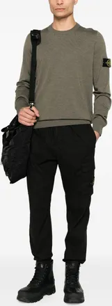 Stone Island Mens Crewneck Sweater Green Virgin Wool