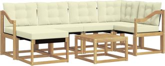 vidaXL Conjunto De Sof&aacute;s De Exterior 7 Uds. Blanco Y Crema Vidaxl