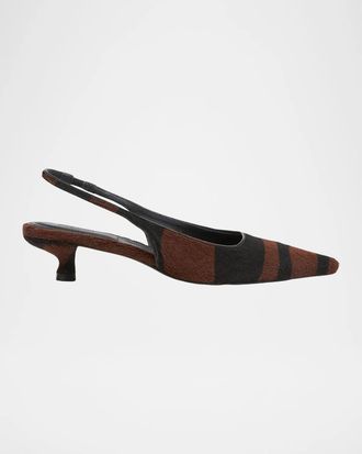 SIMKHAI 35mm Jenny Calf Hair Slingback Pumps