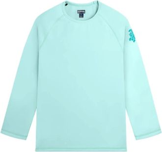 Vilebrequin Tops, Heren, Blauw, M, UV Bescherming Lange Mouwen Rashguard Effen