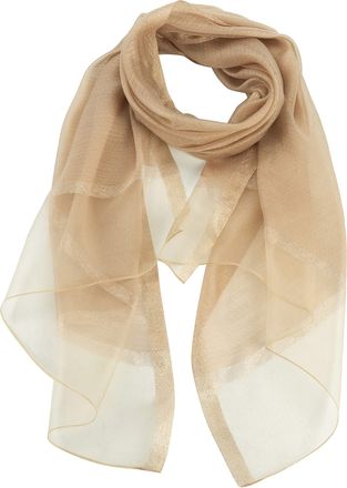 World of Shawls New Sheer Textured Two-Tone with Shimmer Border Scarf Scarves Wrap Stole (Gold)