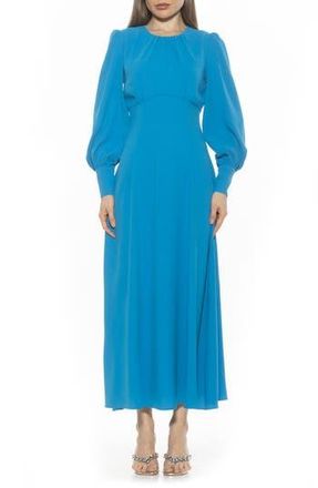 Alexia Admor Yesenia Long Sleeve Empire Waist Maxi Dress in Cerulean at Nordstrom Rack, Size 4