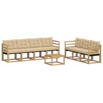 vidaXL Conjunto De Sof&aacute;s De Exterior Con Coj&iacute;n 8 Pcs Y Beige Vidaxl