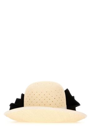 Valentino Garavani Womens Straw Vlogo Signature Hat Naturaleavorioneroantiquebrass Cappelli E Fasce Per Capelli