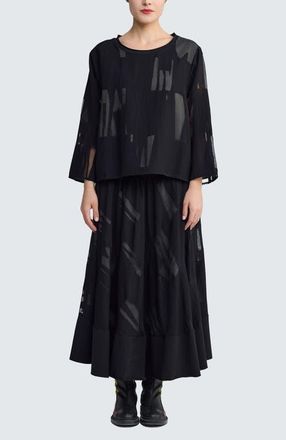 Luukaa D'Celli Calinda Jacquard Maxi Skirt in Khaki Black at Nordstrom, Size 12