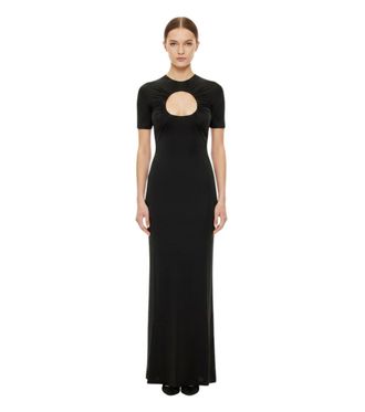 Marine Serre Black Solid Round Neck Maxi Dress