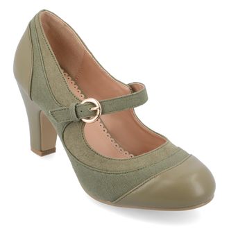 Journee Collection Womens Siri Medium and Wide Width Round Toe Block Heel Mary Jane Pumps
