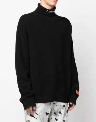 Heron Preston Mens Ctnmb Knit Rollneck Sweater Black Clothing > Knitwear