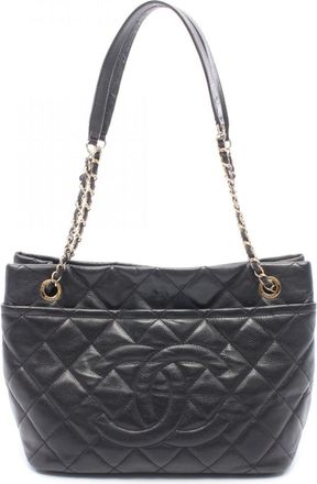 Chanel Black Grained Calfskin Handbag Tote Bag (Pre-Owned)