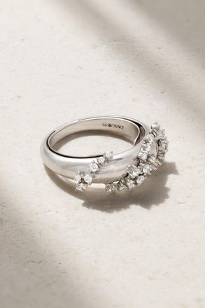 Ananya Anello In Oro Bianco 18 Carati Con Diamanti Scatter