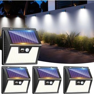 OEM Juego De 4 Luces Solares Exteriores Con Sensor De Movimiento, 176 Led, Focos Solares Impermeables Ip65, 3 Modos De Iluminaci&oacute;n, Proyectores Exteriores