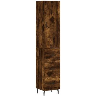 vidaXL Aparador De Madera Contrachapada Roble Ahumado 34,5x34x180 Cm Vidaxl
