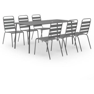 vidaXL Juego De Comedor De Jard&iacute;n 7 Piezas Acero Gris Oscuro Vidaxl