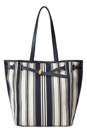 Veronica Beard Stripe Canvas Dash Tote in Navy Multi at Nordstrom