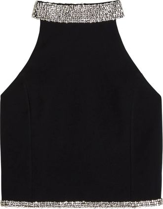 Alice & Olivia crystal-embellished halterneck top - women - Elastane/Recycled Polyester/Polyester/Recycled Polyester/Elastane - 10 - Black