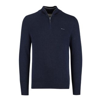 GANT Truien & Vesten, Heren, Blauw, M, Katoen, Cotton Piqu&eacute; Half-Zip Sweater