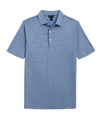 Scott Barber Mens Linen Melange Polo Shirt In Sky