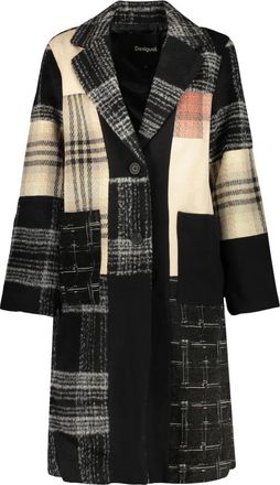 Desigual Patches Checks Coat - Dames - Mantel - Veelkleurig - L - Wol - Jassen