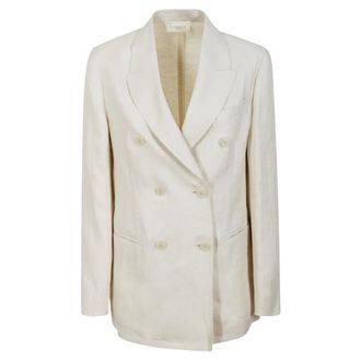 Montedoro Red Blazers, female, Beige, S, Structured Ivory Double-Breasted Jacket