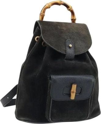 Gucci Pre-owned Backpacks, female, Black, Size: ONE SIZE Pre-owned Vintage Suede Backpack