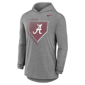 Nike Mens College (Alabama Crimson Tide) Long-Sleeve Hooded Baseball T-Shirt in Grey | M12173P967BAMA-DGH