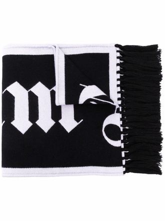 Palm Angels Sciarpa con bordi sfrangiati - Nero