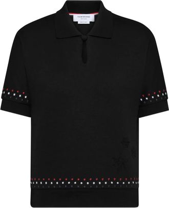 Thom Browne Polo con ricamo - Nero